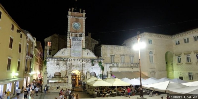 Town center of Zadar at night