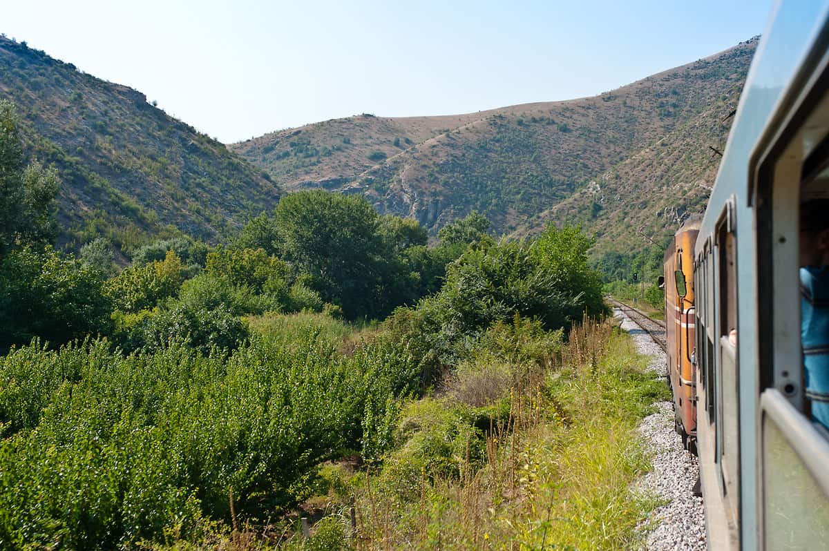 Vardar Gorge in Macedonia - the good thing about our delay in 2015 was that the train ran through here during daytime.