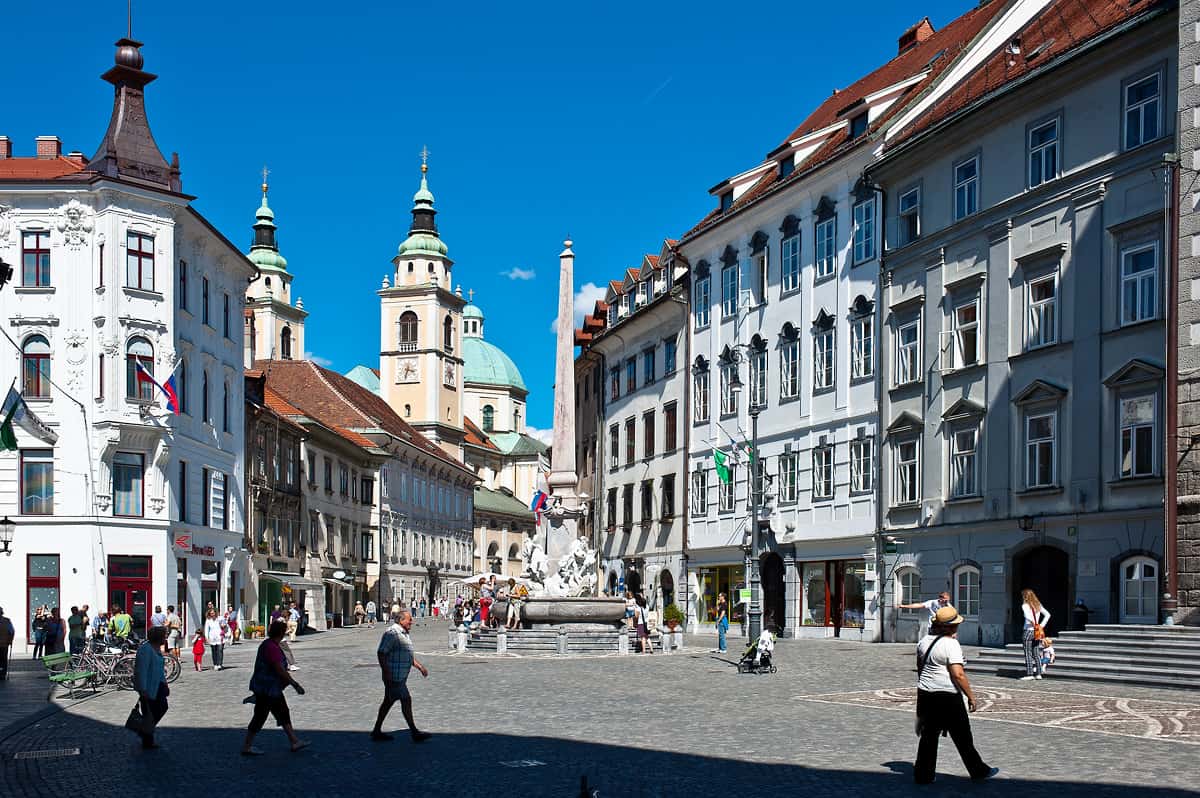 A popular destination for train travellers: the beautiful old town of Ljubljana.