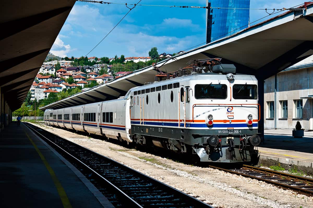 The Talgo, new flagship train of ZFBH, ready for departure to Mostar at Sarajevo train station.