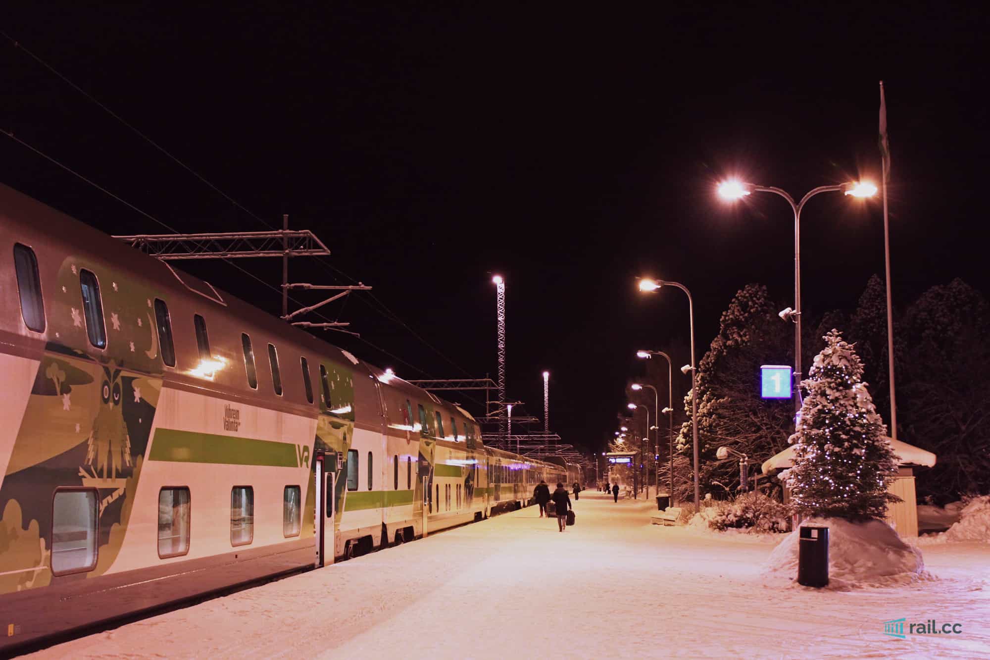 Night train from Rovaniemi to Turku Port at the railway station of Rovaniemi