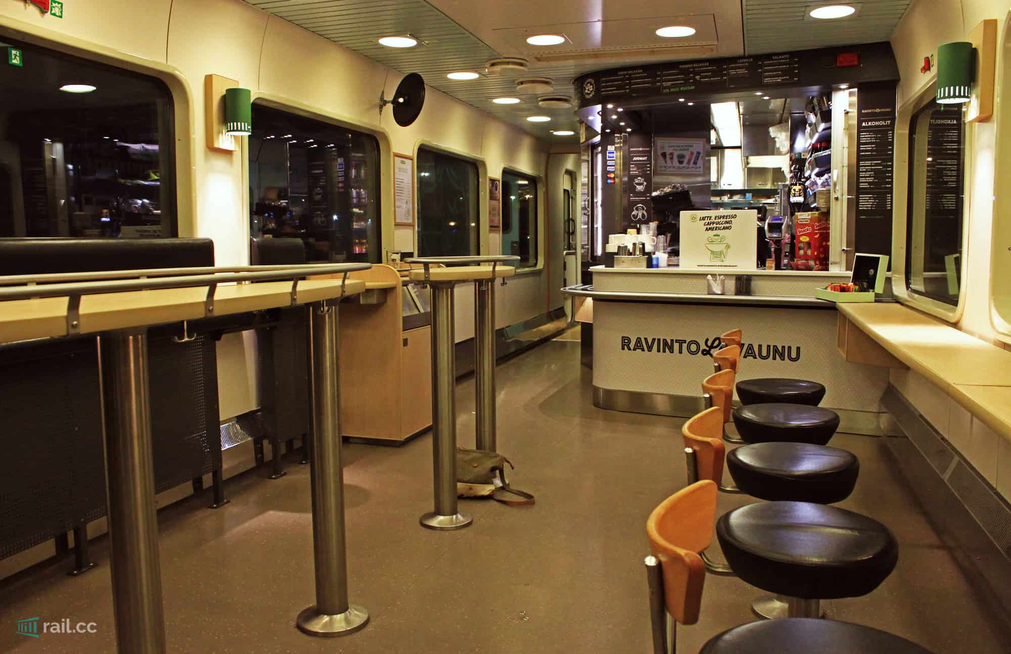 Restaurant of VR night train in Finland
