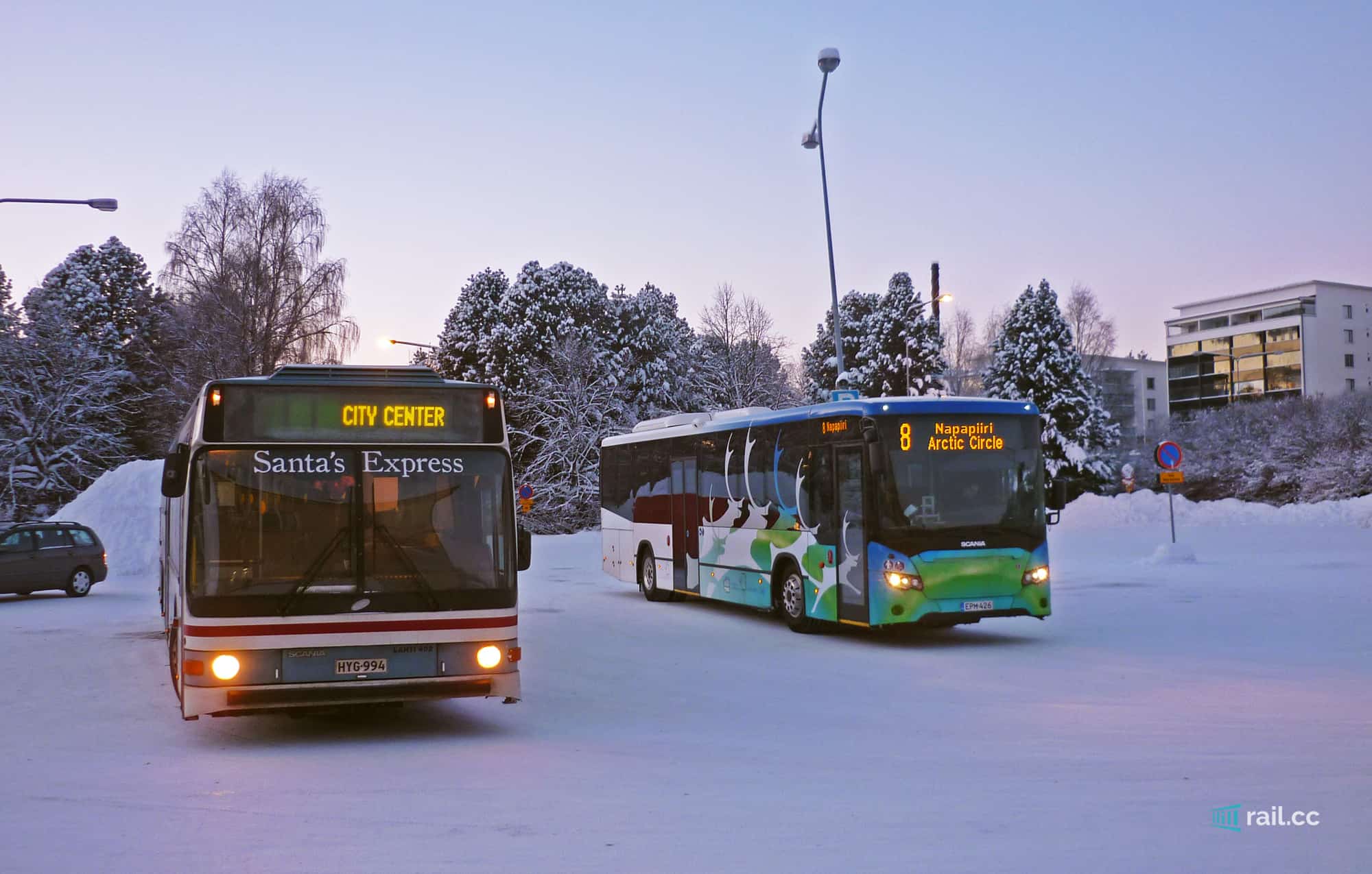 Bus at Rovaniemi station to Santa Claus Village